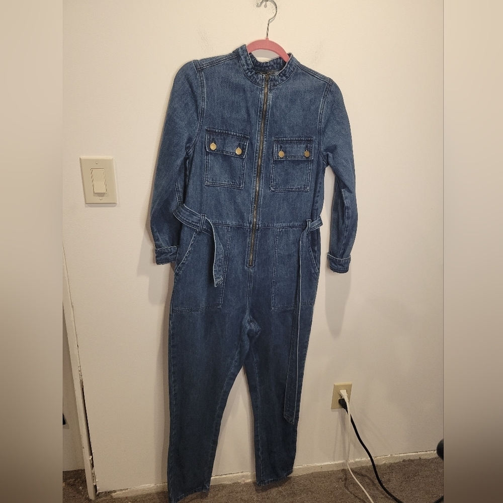 Wyse London Size 1 Us Size S Demin Cotton Zip Front Jumpsuit